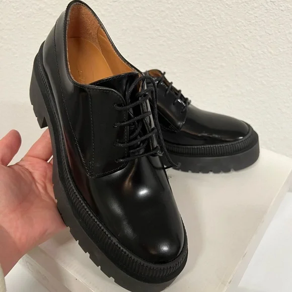 NIB Other Stories Shoes US 7 Black laced platform sandals loafers - Picture 4 of 5